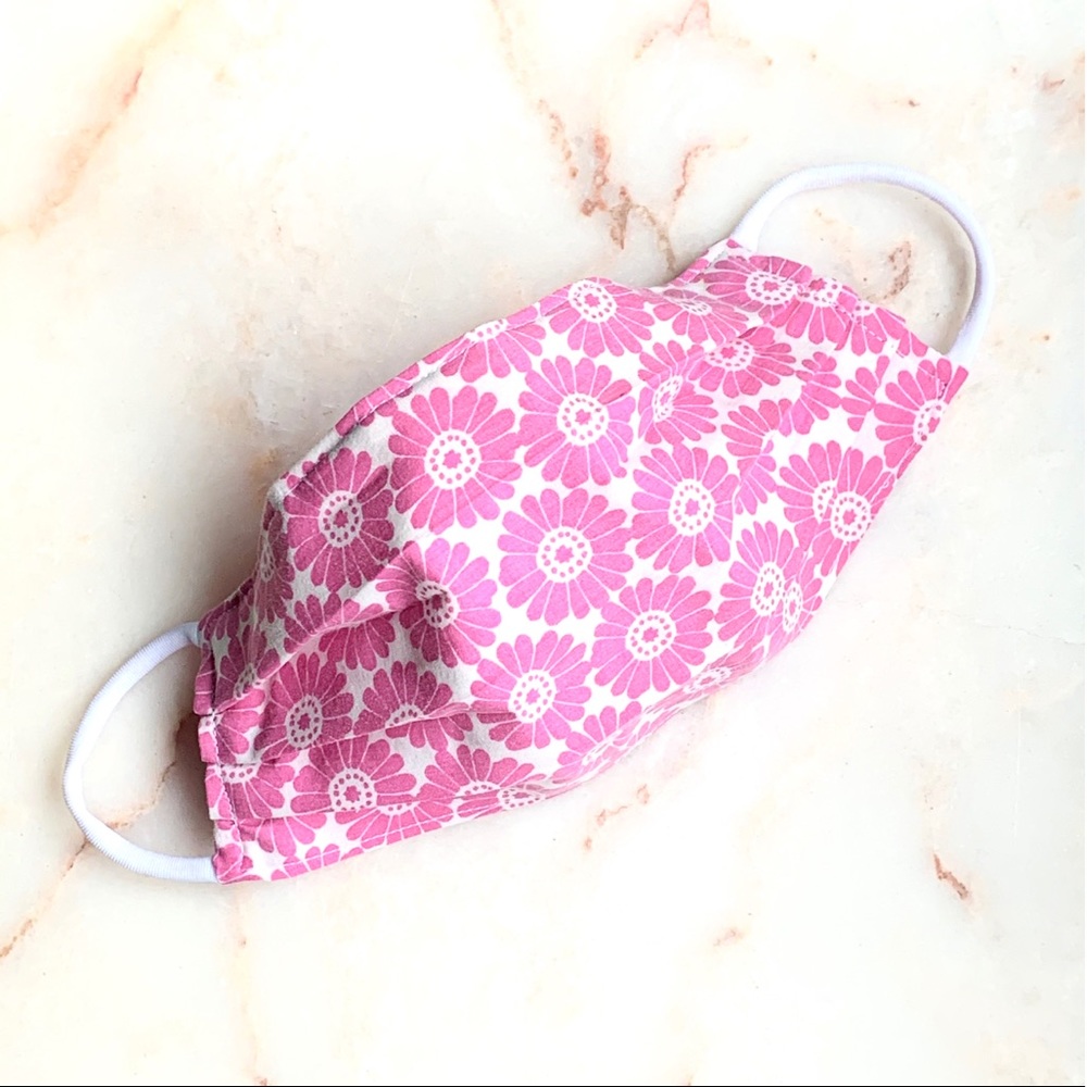 ( 1 LEFT ) ADULT CLOTH FACE MASK_PINK FLOWERS - Picture 4 of 9
